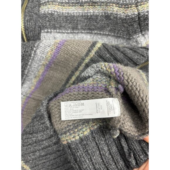 Rocha.John Rocha Sweater Womens Small Gray Purple Striped Full Zip Lambswool - Picture 6 of 7